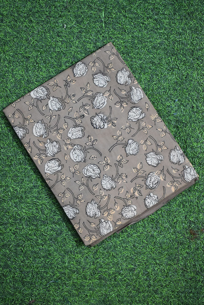 Beautiful Hand Block Printed Vanaspati Ajrakh Maheshwari Silk Cotton Unstitched suit fabric - 3 pc set