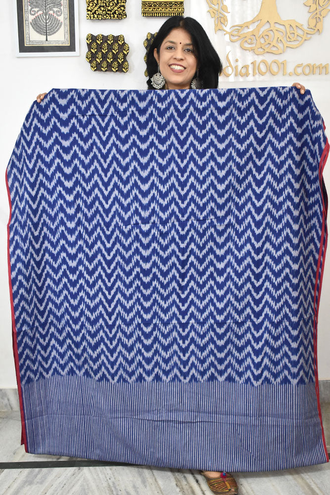 Multicolor Ikat Cotton Handloom 2.5mts Fabric with Uzbekistan Pattern Design