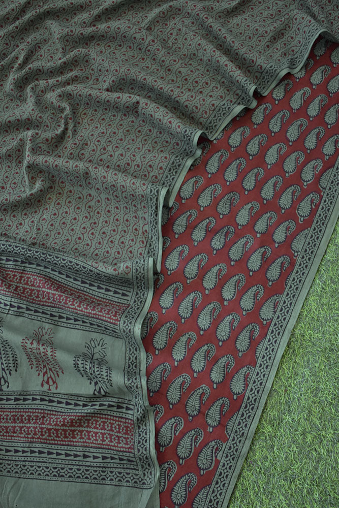 Bagh Hand Block Printed unstitched 3 pc Cotton suit fabric from MP