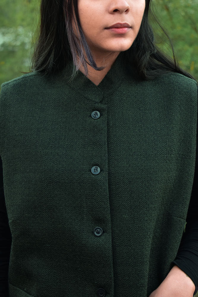 Handwoven Himalayan Wool Jacket with Satin silk inner lining - size 38, 40