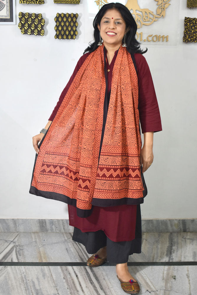 Bagh Hand Block print Cotton Stole