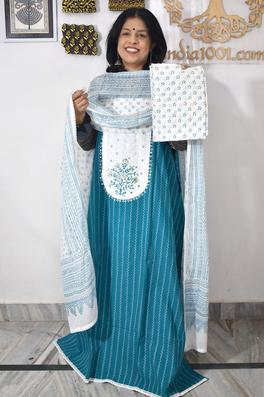 Elegant Handloom Cotton suit with cotton dupatta