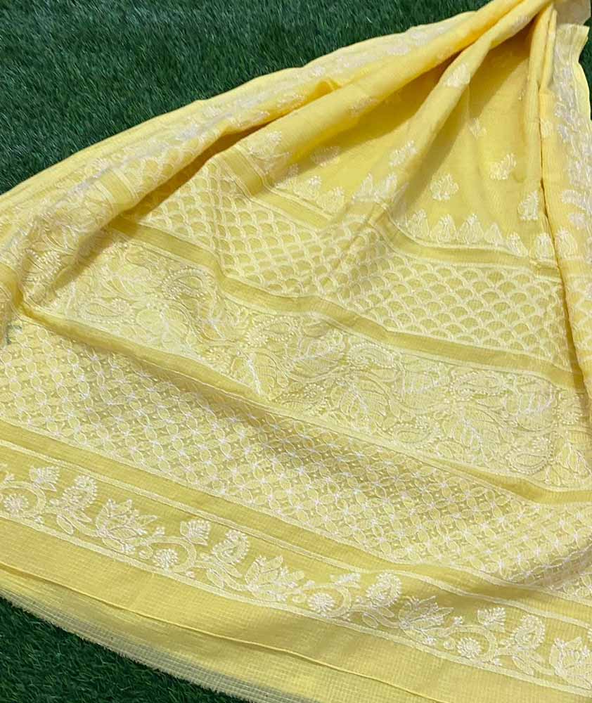 Elegant Kota cotton Saree with Hand Lucknowi Chikankari work ( without BP)