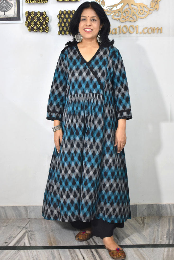 Designer Handwoven Ikkat pure cotton Kurta / Dress - Size 36 to 46 ( all sizes)