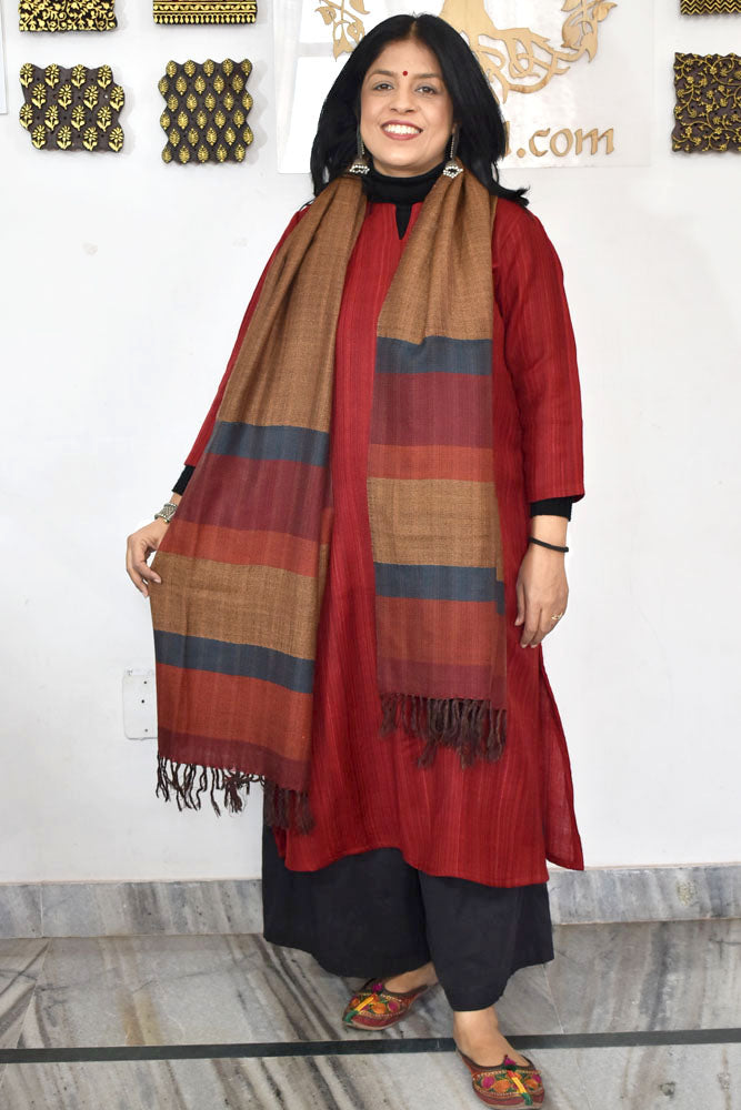 Elegant & Soft, Versatile Handwoven Himalayan Pure Wool Stole / Shawl