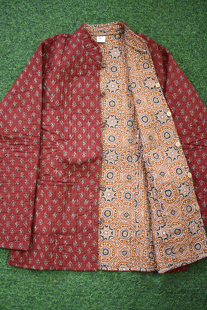Block Print Quilted Reversible cotton jacket - Size 36-46