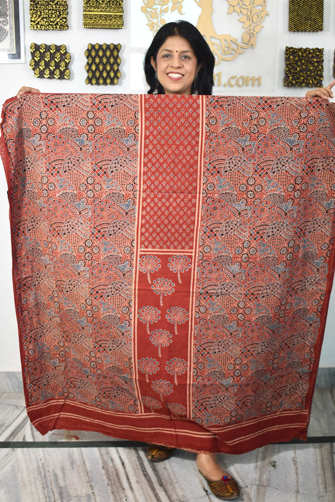 Designer Ajrakh cotton kurta fabrics - 2.5 mtrs