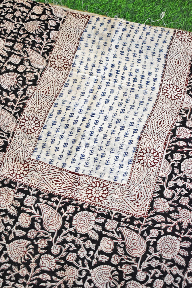 Handwoven Maheshwari kurta fabric with Bagh Hand block print