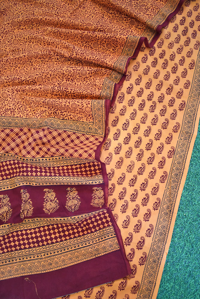 Bagh Hand Block Printed unstitched 3 pc Cotton suit fabric from MP