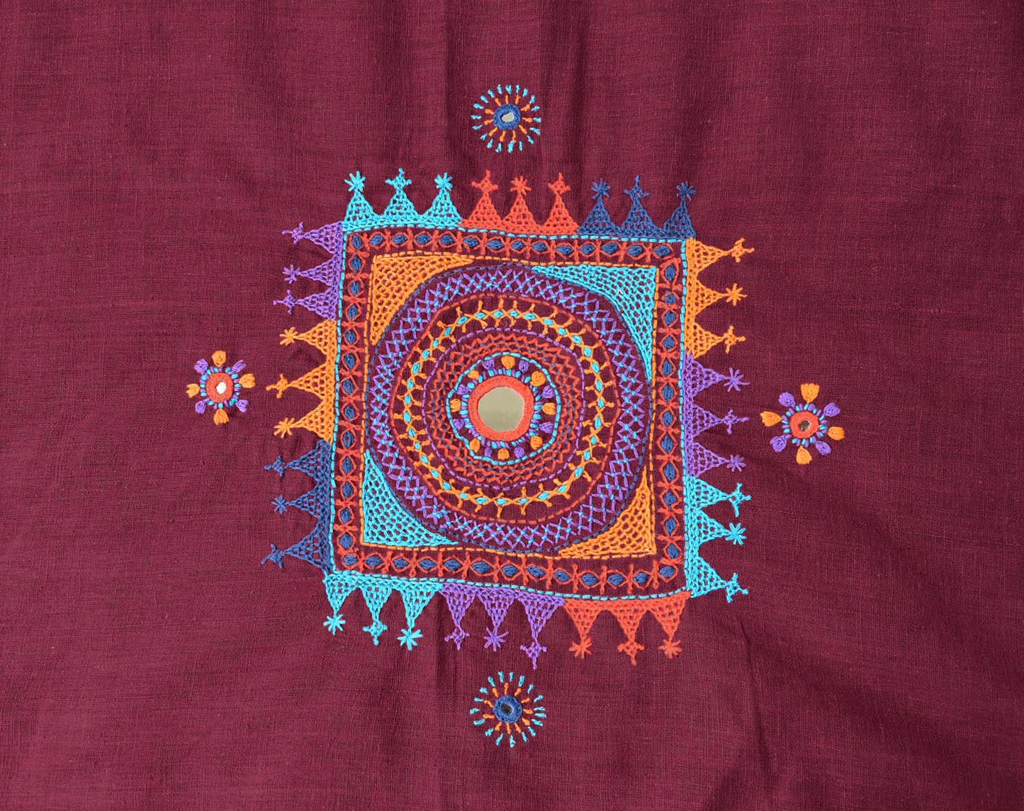 Handloom Cotton Blouse fabric with Hand Lambani Embroidery