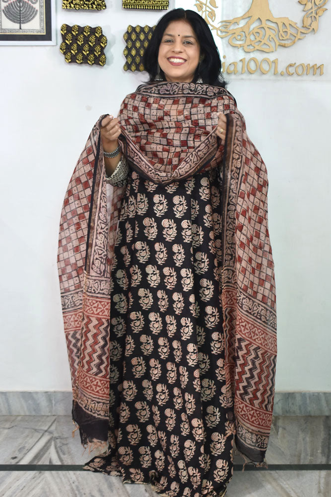 Hand Block Printed Kota Doria Cotton Dupatta