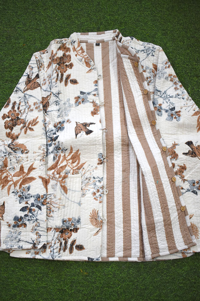 Block Print Quilted Reversible cotton jacket - Size 36-46