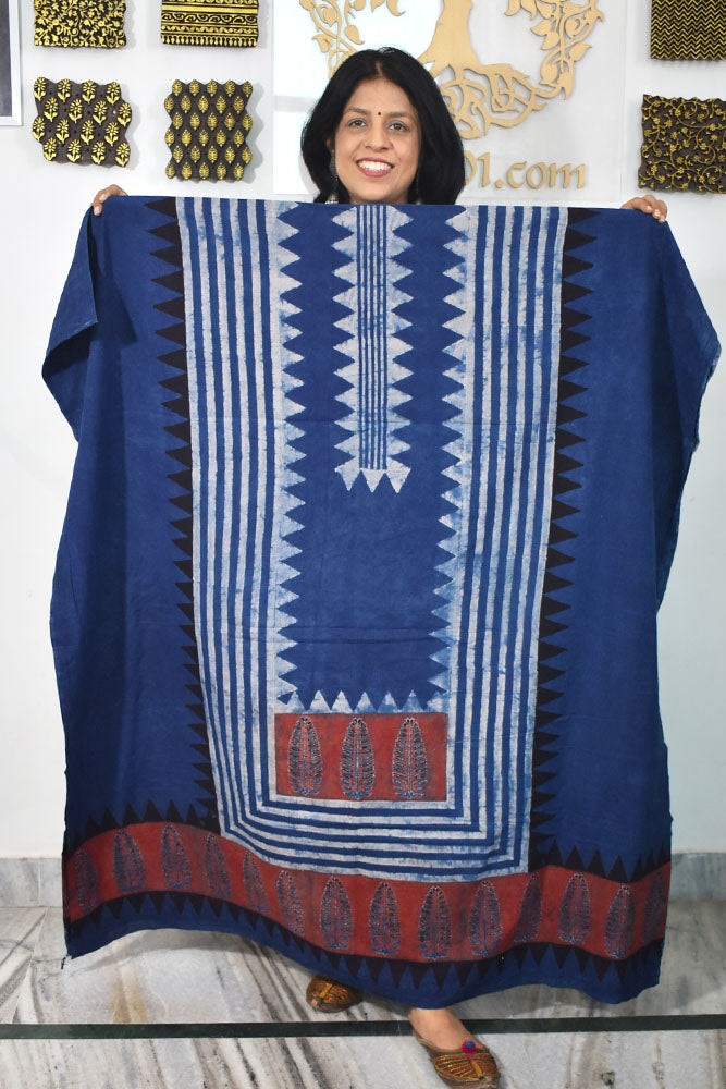 Designer Ajrakh cotton kurta fabrics - 2.5 mtrs