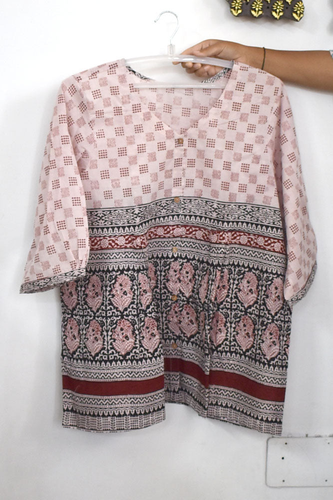 Beautiful Hand Block Printed Bagh cotton Short kurta/Top - 46