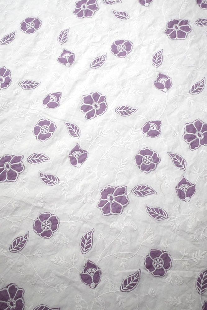 Beautiful cotton ( Kurta) fabric with embroidery - 2.5 mtrs - color White - dyeable