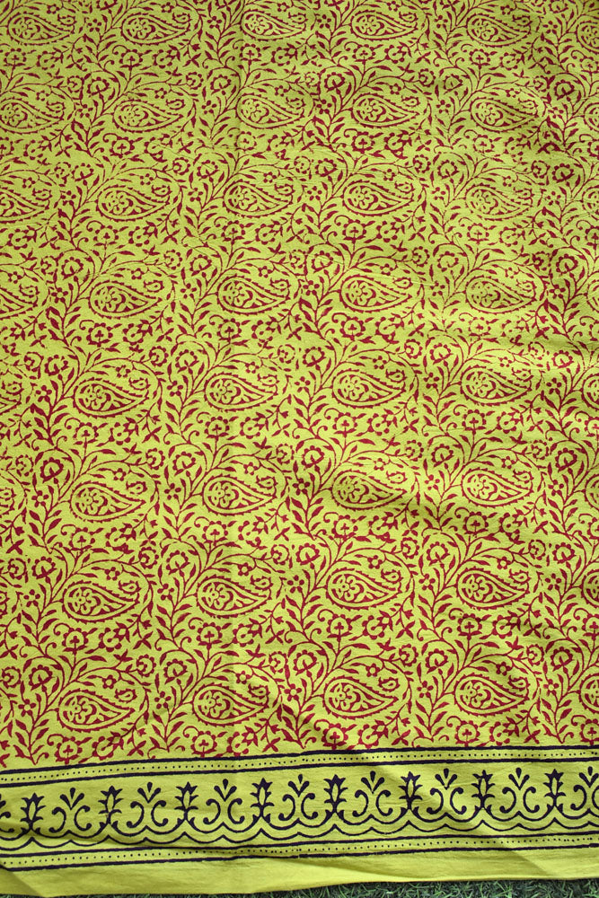 Classic Bagh Block Printed unstitched suit fabric with Kota Doria dupatta