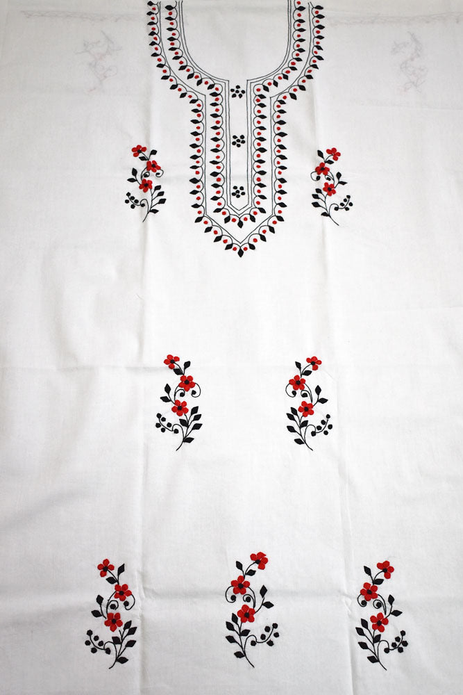 Elegant Cotton Kurta Fabric with Hand Phool patti Applique work