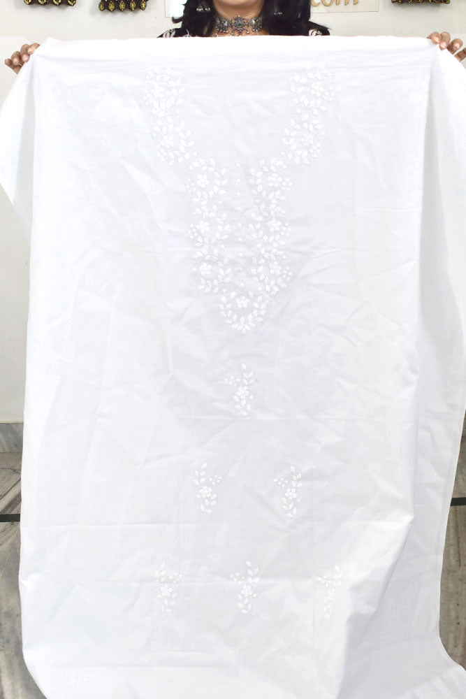 Elegant Cotton Kurta Fabric with Hand Phool patti Applique work