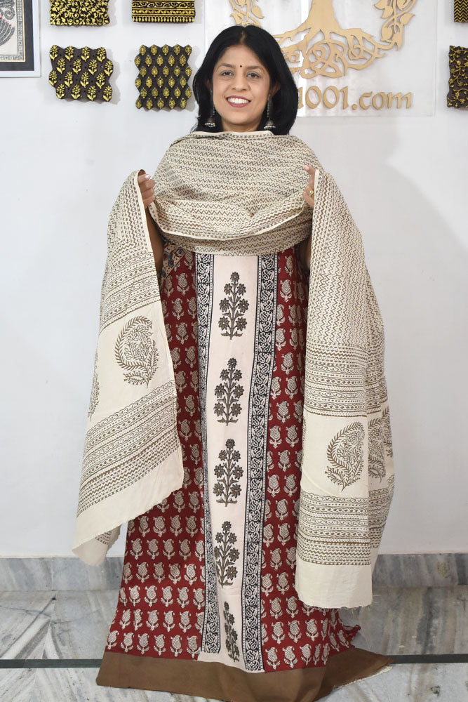 Bagh Hand Block Printed unstitched 3 pc Cotton suit fabric from MP
