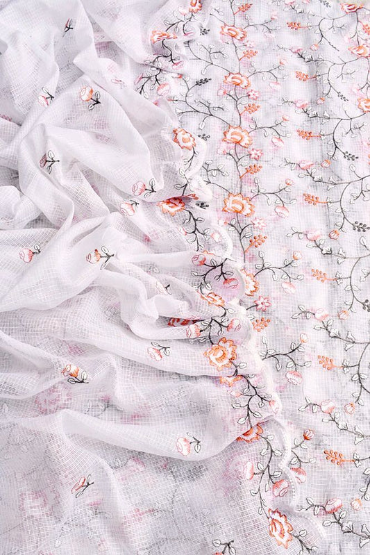 Elegant , Soft & Light Kota Cotton Kurta & Dupatta with embroidery & scallops