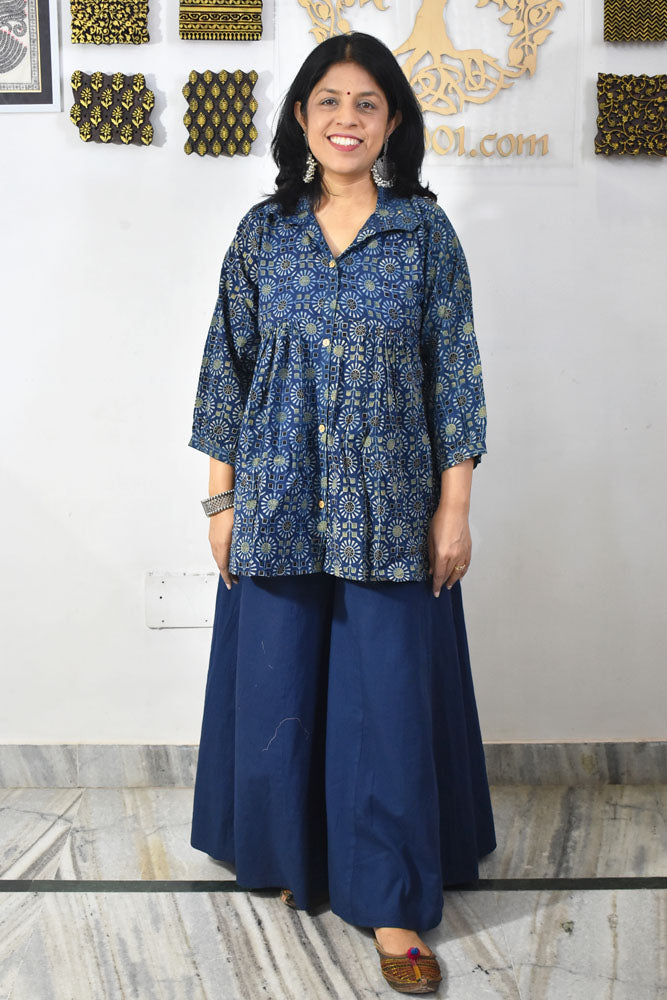 Beautiful Hand Block Printed Ajrakh cotton Short kurta, Size 38 to 44 ( all sizes)