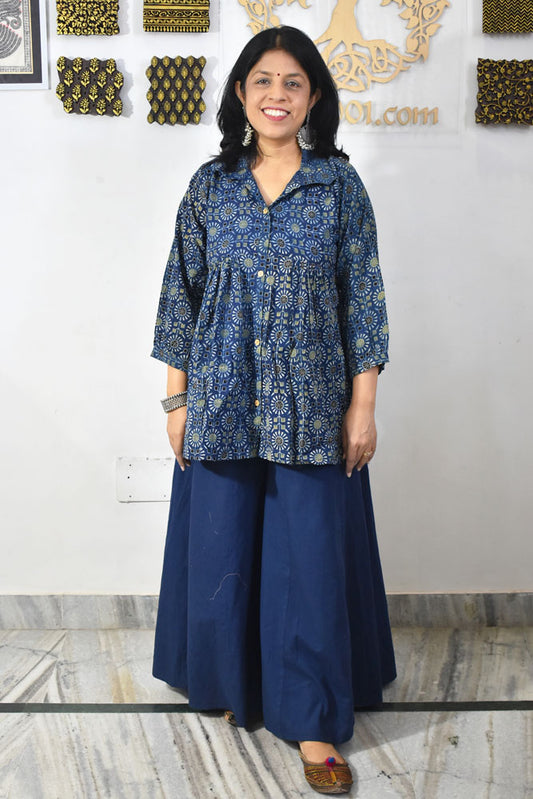 Beautiful Hand Block Printed Ajrakh cotton Short kurta, Size 38 to 44 ( all sizes)