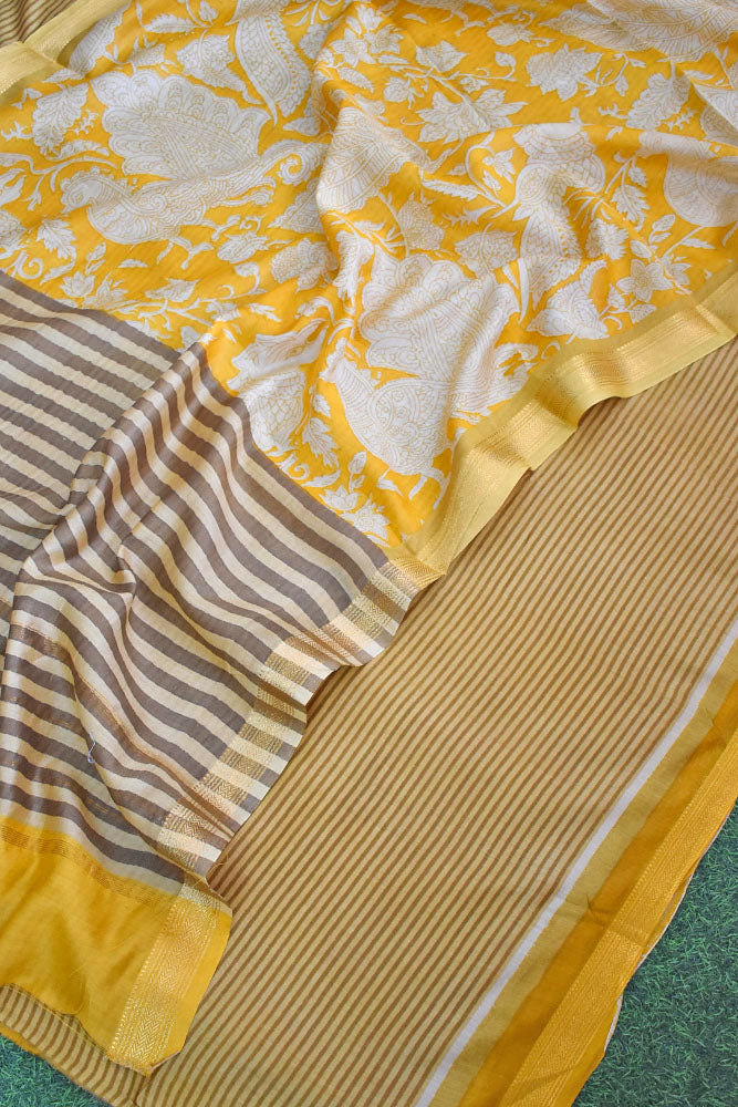 Beautiful Hand Block Printed Maheshwari Kurta with Hand Painted Kalamkari Dupatta & Cotton Bottom