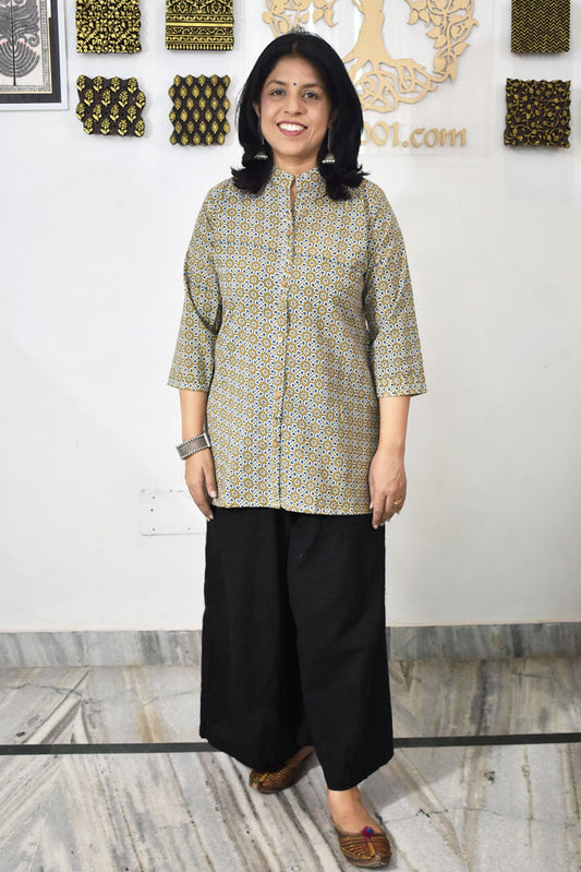 Beautiful Hand Block Printed Ajrakh cotton Short kurta, Size 38 to 44 ( all sizes)