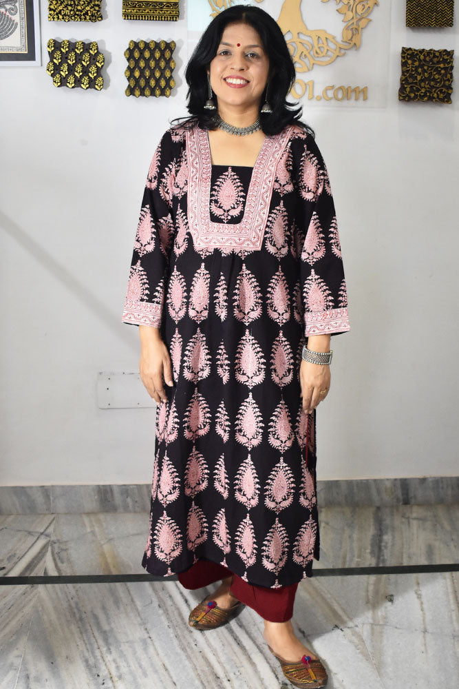 Beautiful Hand Block Printed Bagh Cotton kurta, Size 38 to 46 ( all sizes)