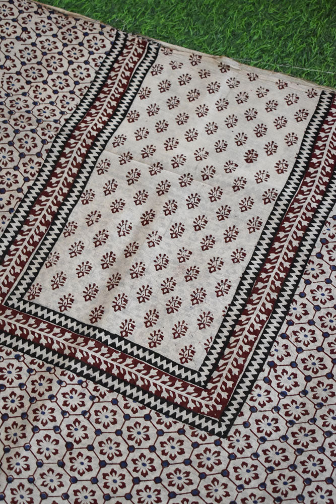 Handwoven Maheshwari kurta fabric with Bagh Hand block print