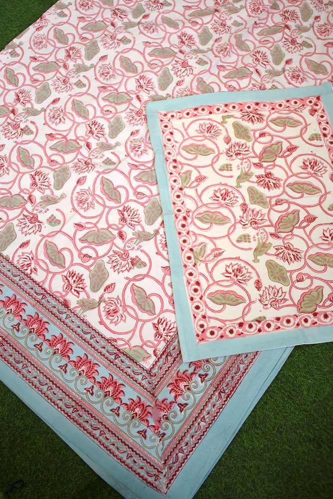 Shayan : Hand Block print King Size Cotton Double Bed sheet with pillow covers ( 90 by 108)