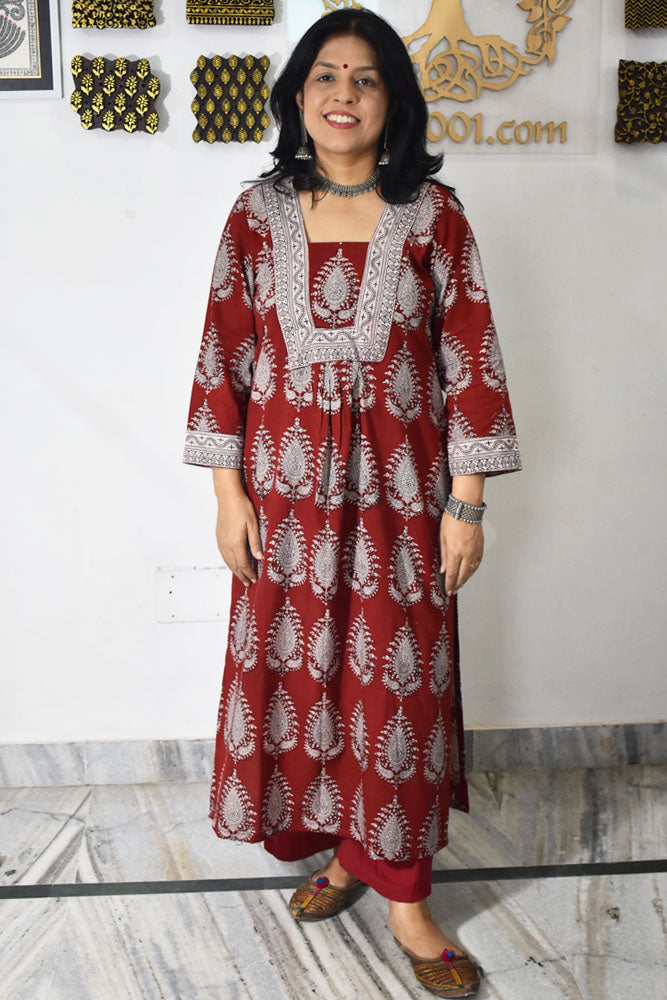 Beautiful Hand Block Printed Bagh Cotton kurta, Size 38 to 46 ( all sizes)