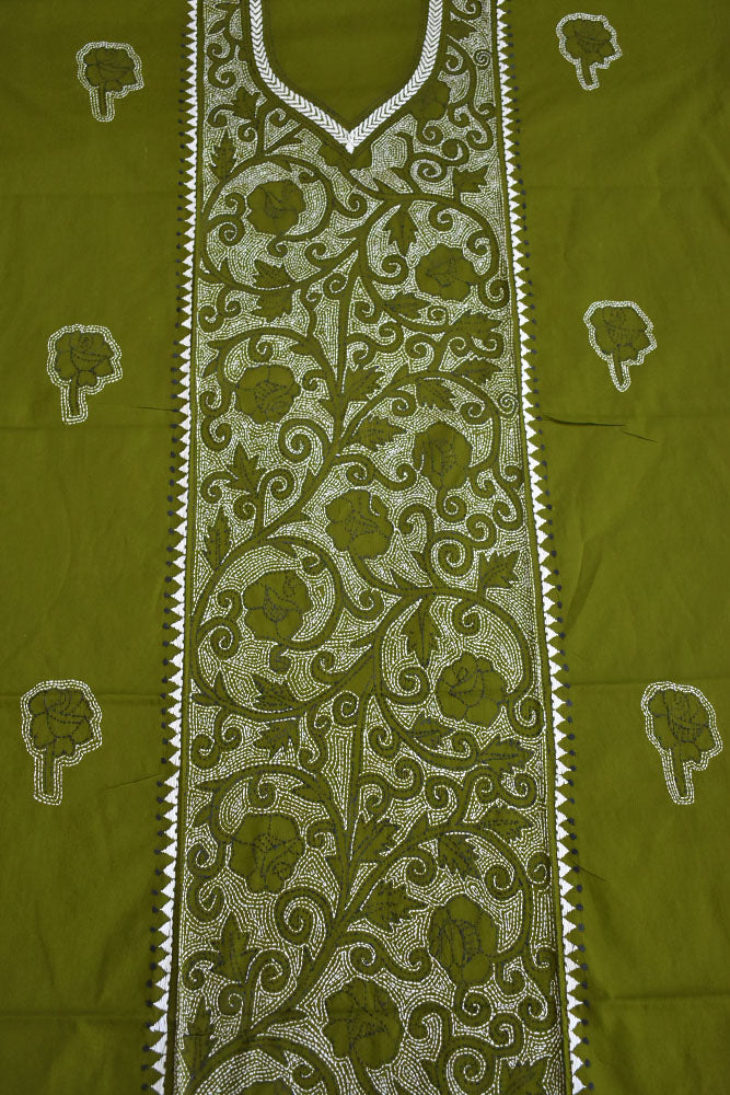 Hand Embroidered Kantha work cotton kurta fabric