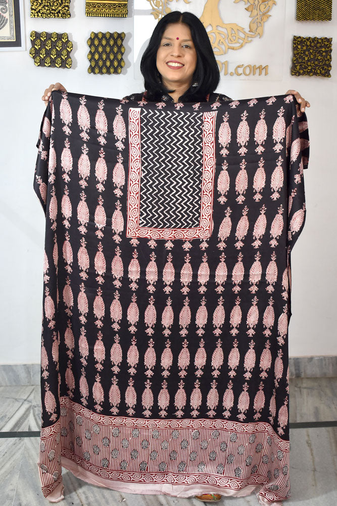 Designer Modal Silk Bagh Hand Block Print Kurta Fabric - 2.5 mtrs cut