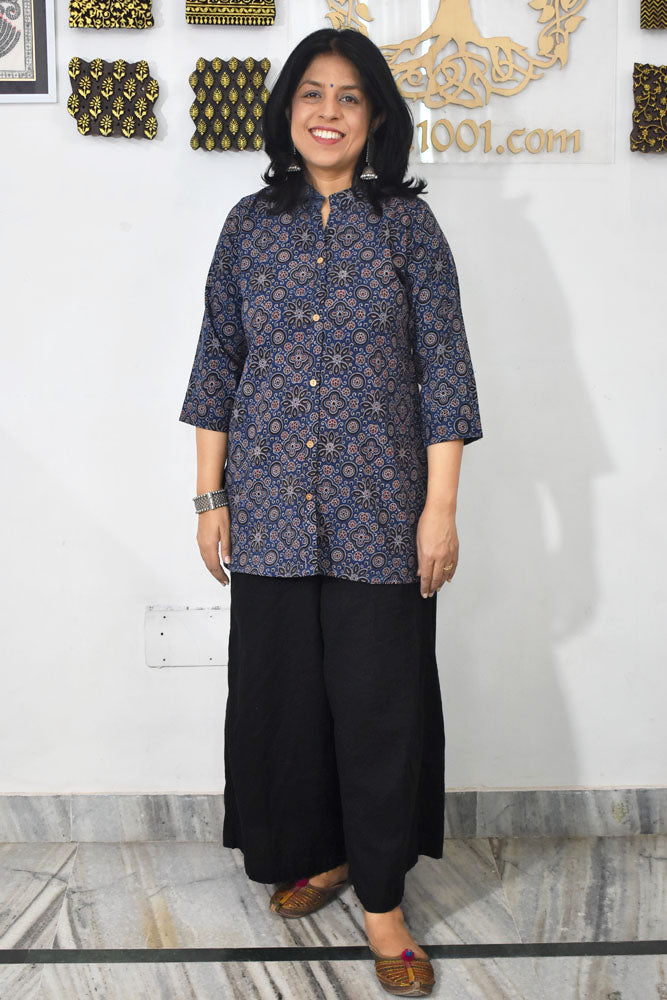 Beautiful Hand Block Printed Ajrakh cotton Short kurta, Size 38 to 44 ( all sizes)