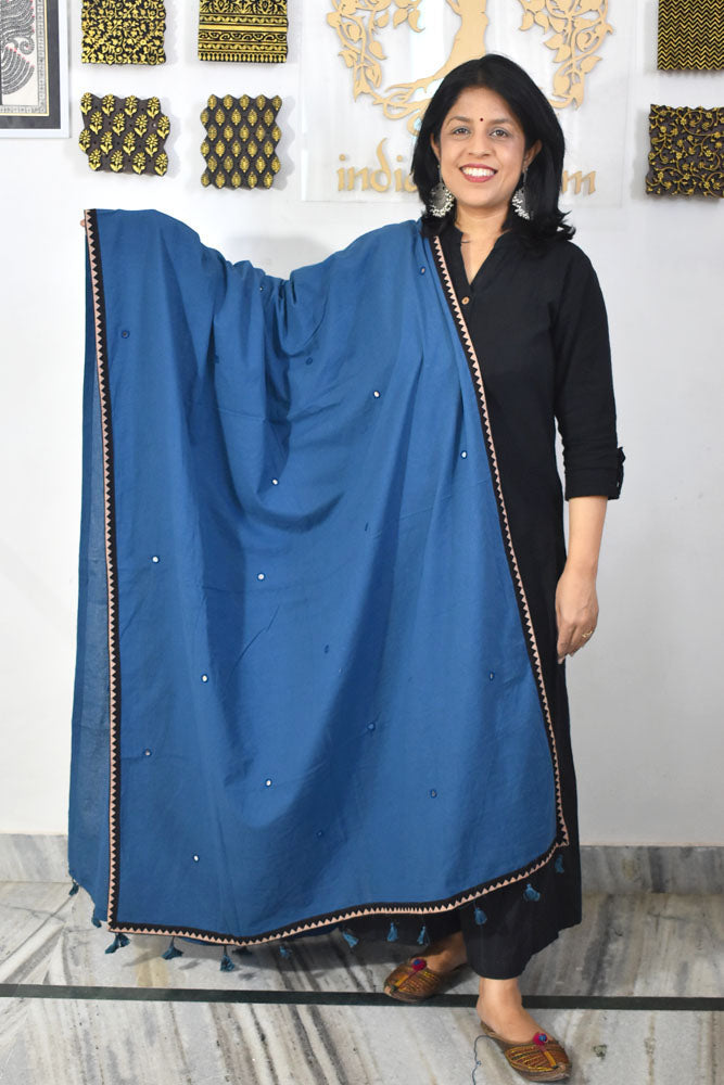 Beautiful Cotton Dupatta With Mirror Works