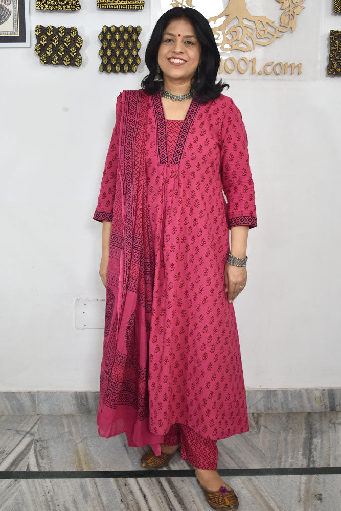 Bagh Hand Block Printed stitched 3 pc Cotton suit Size - 38