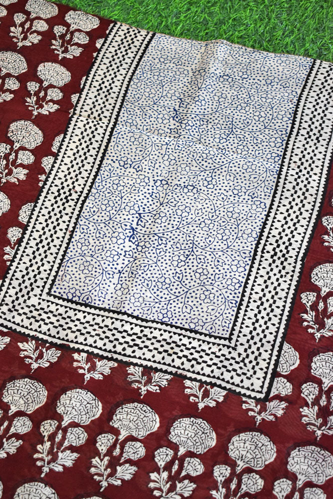 Handwoven Maheshwari kurta fabric with Bagh Hand block print