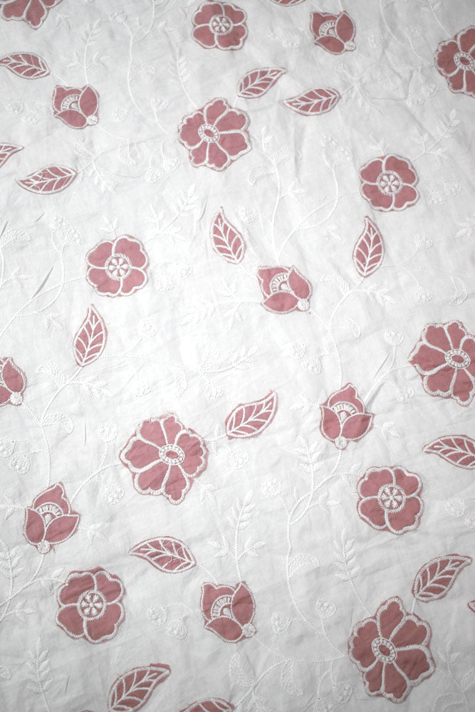 Beautiful cotton ( Kurta) fabric with embroidery - 2.5 mtrs - color White - dyeable