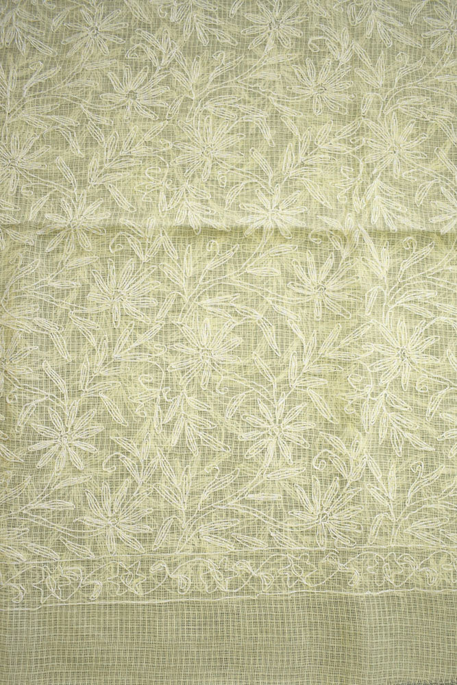 Hand Embroidered Chikankari Tepchi work Kota Doria fabric - (2.8 mtrs )