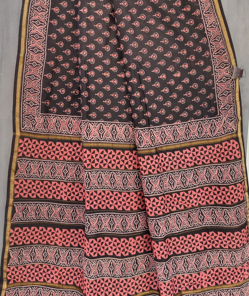 Beautiful Hand Block Printed Chanderi Silk Cotton Saree