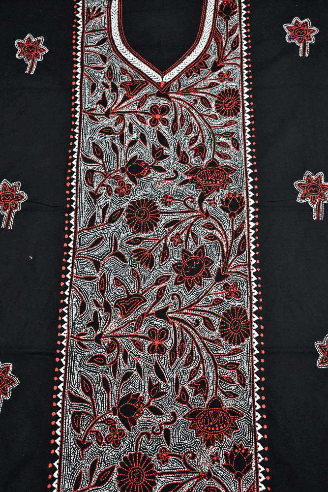 Hand Embroidered Kantha work cotton kurta fabric