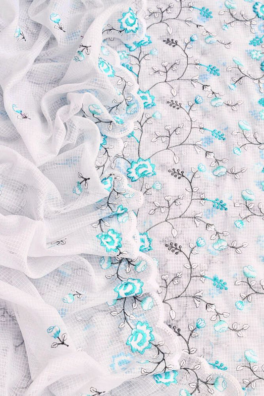 Elegant , Soft & Light Kota Cotton Kurta & Dupatta with embroidery & scallops