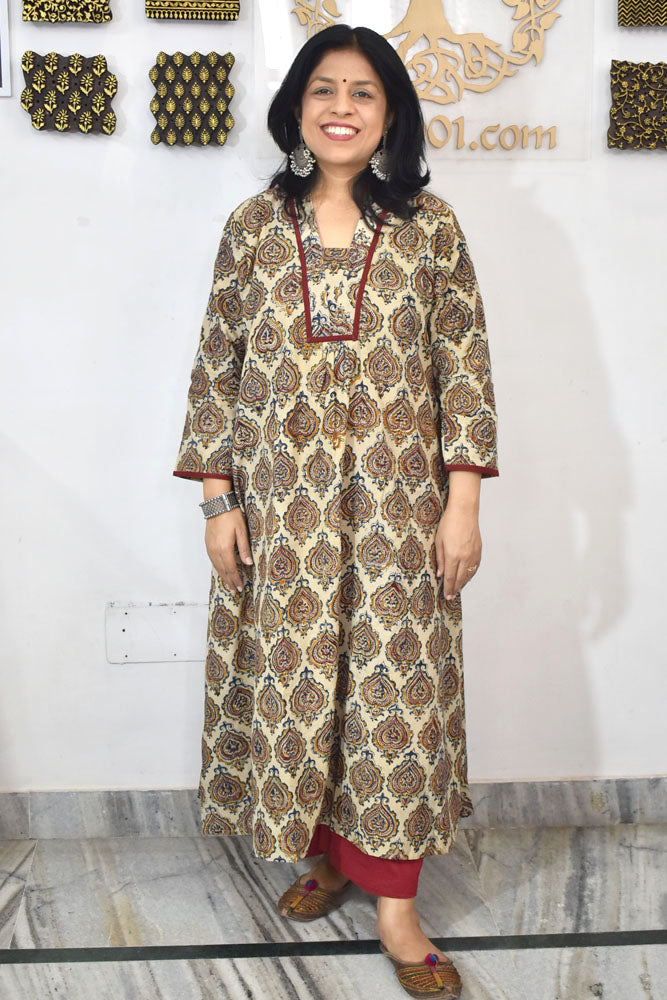 Designer Block Printed Kalamkari cotton Kurta / Dress