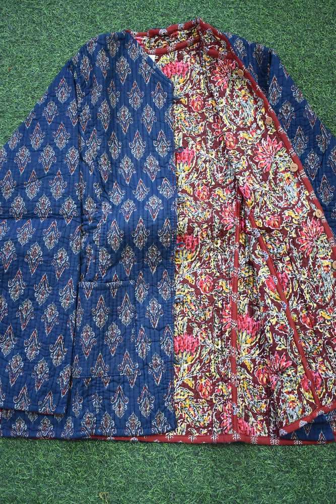 Block Print Quilted Reversible cotton jacket - Size 36-46