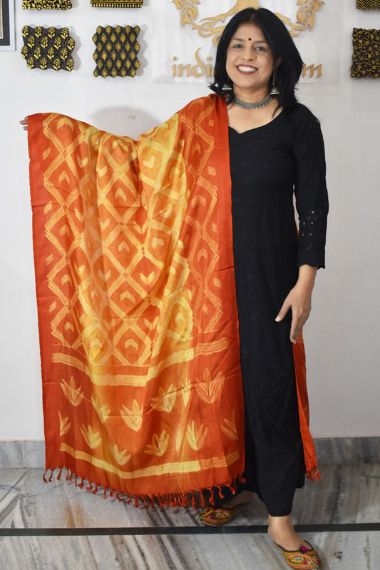 Beautiful Hand Crafted Shibori Silk Dupatta