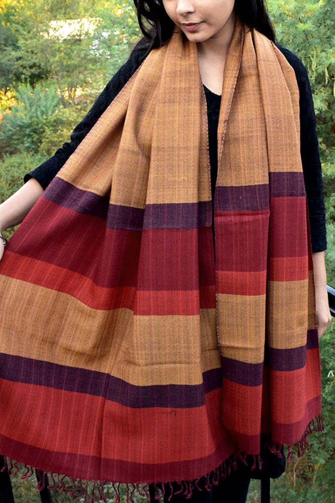 Elegant & Soft, Versatile Handwoven Himalayan Pure Wool Stole / Shawl