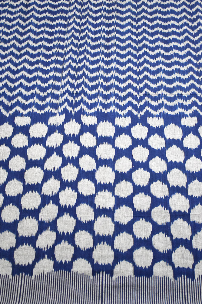 Multicolor Ikat Cotton Handloom 2.5mts Fabric with Uzbekistan Pattern Design