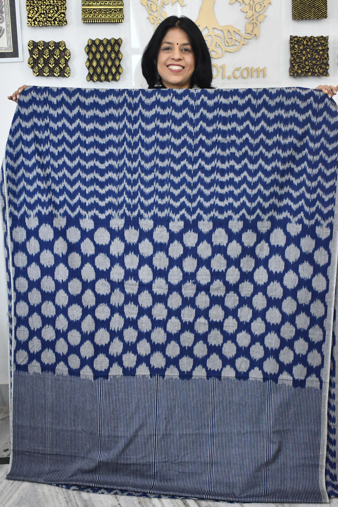 Multicolor Ikat Cotton Handloom 2.5mts Fabric with Uzbekistan Pattern Design
