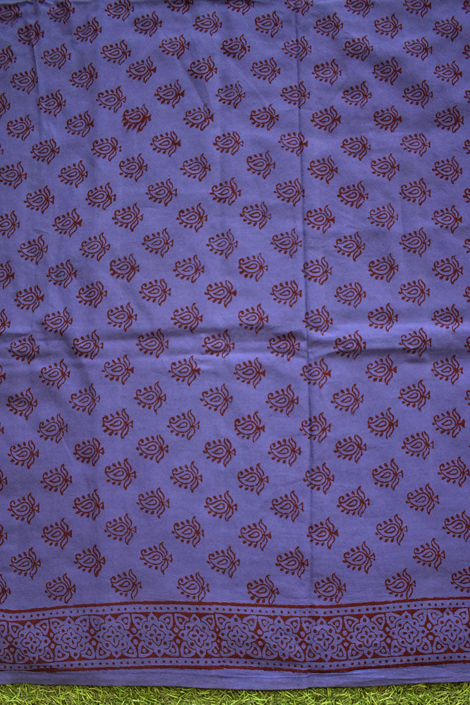 Bagh Hand Block Printed unstitched 3 pc Cotton suit fabric with Placement block print from MP